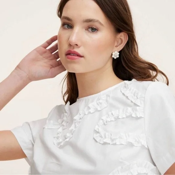 kate spade new york Raised Ribbon Shirt in White Women’s Size XL - Picture 4 of 10